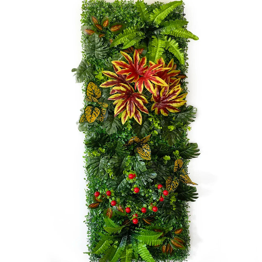 plantes artificielles herbe verte feuilles diverses extérieures accrochées décoration murale naturelle festiveextérieur