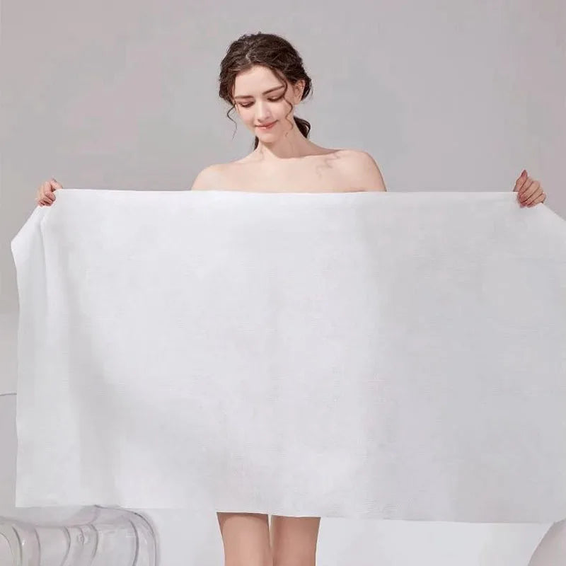 serviette bain jetable coton blanc moderne rapide absorption 70x140cm usage unique voyage toilette