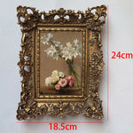 cadre photo résine opaque baroque floral vintage or beige blanc