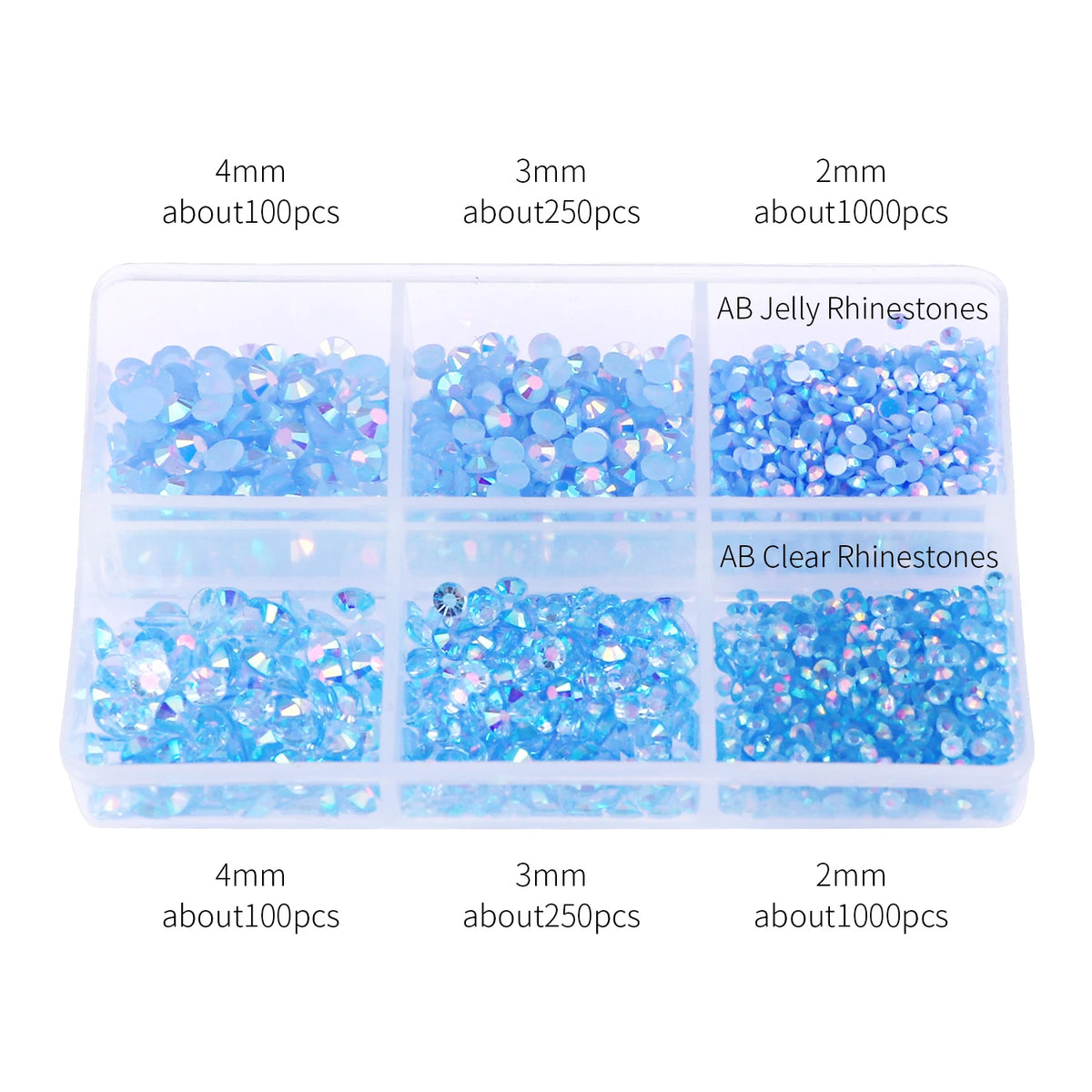 résine multicolores brillantes 4mm 3mm 2mm décoratives nail art bricolage 1000 pièces box