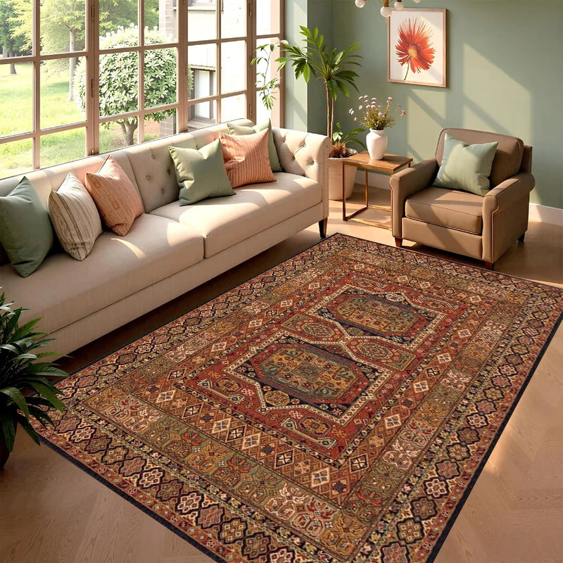 tapis multicolore géométrique classique oriental moderne polypropylène polyester adhésif extérieur salon chambre