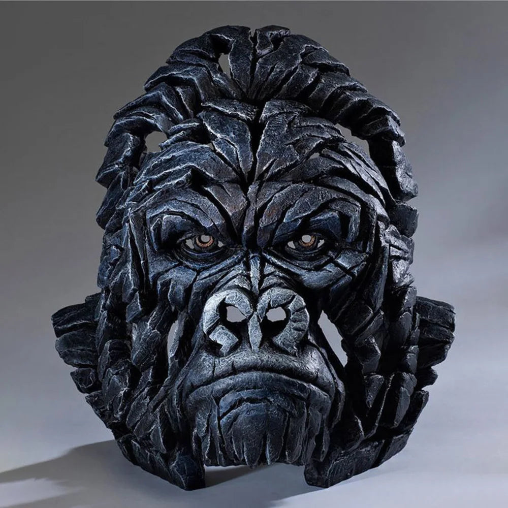 masques animaux sculptés résine noir gris brun artisanal maison décoration contemporaine