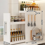 rangement cuisine blanc moderne cuillères bouteilles sauces épices poignées métalliques sans assemblage