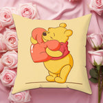 coussin decoratif winnie ourson jaune blanc plaid cartoon eco friendly 30x30cm 40x40cm 45x45cm 50x50cm