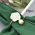 porte serviettes décoratifs or blanc crème motif floral nacrées élégants set 10pcs