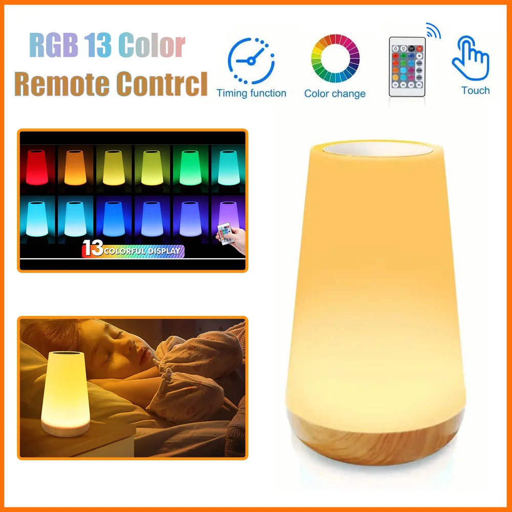 lampe table moderne télécommande rgb rechargeable led blanc brun contemporaine minimaliste