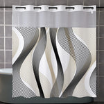 rideau douche moderne semi transparent motif abstrait polyester blanc noir beige