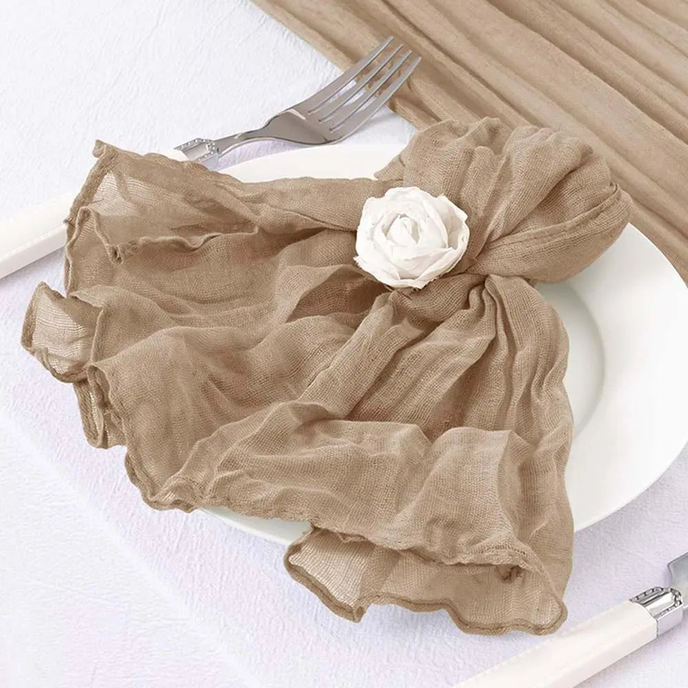 serviettes coton polyester 50x50cm beige clair texture ondulée classique maison mariage événements
