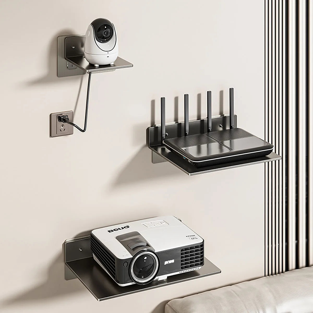 projecteur mural blanc noir acier inoxydable grille ventilation moderne plaque fixation
