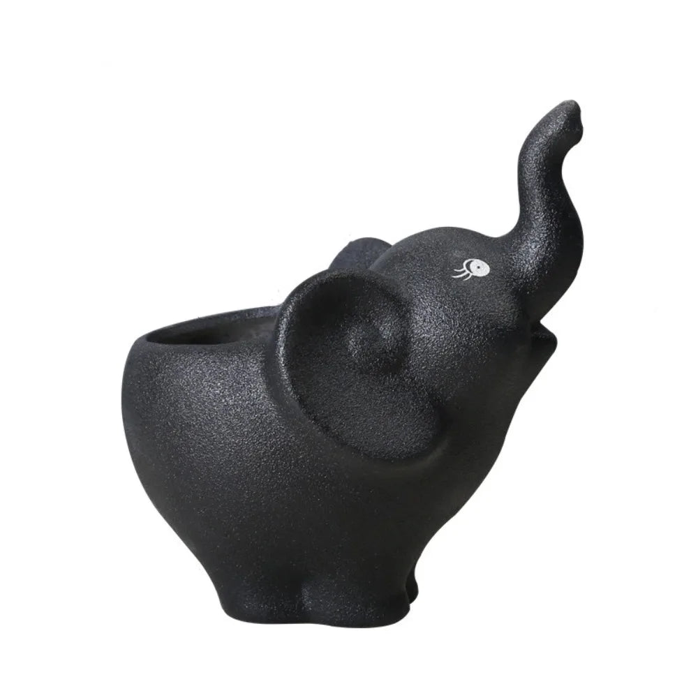 pots jardin éléphant noir bleu blanc jaune porcelaine moderne decoratif succulentes minimaliste mignon adultes