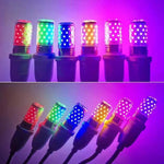 ampoule led e27 12w 7couleurs rouge violet bleu rose jaune vert or moderne perforée