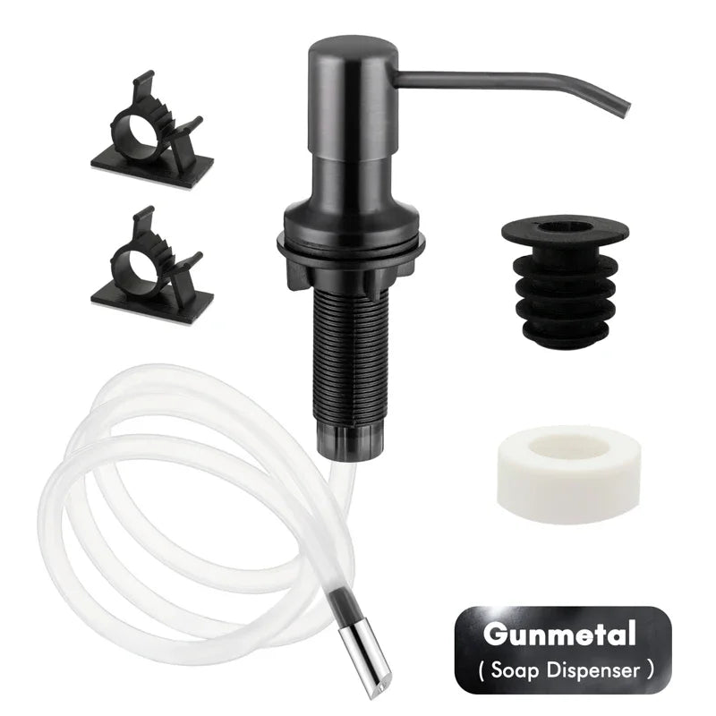 distributeur savon liquide moderne or noir acier inoxydable rotatif facile kit tuyau fixations