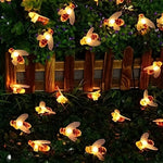 guirlande lumineuse abeilles fleurs blanc orange moderne clips led chambre cour festive