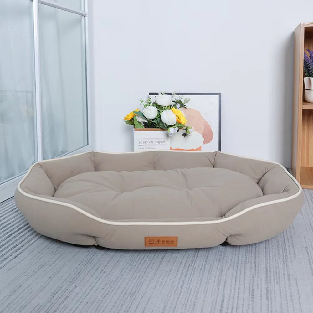 lit chien rose clair velours côtelé taille xl xxl coussin amovible confortable uni mecanical