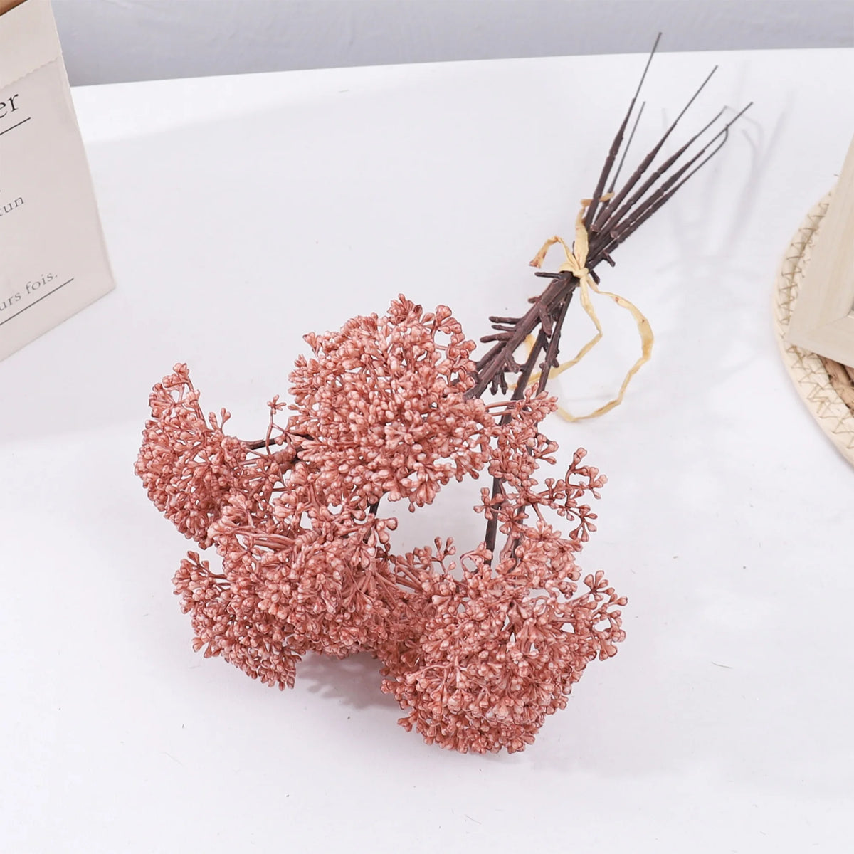 bouquet fleurs artificielles baies blanc naturel decoration maison mariage anniversaire festive