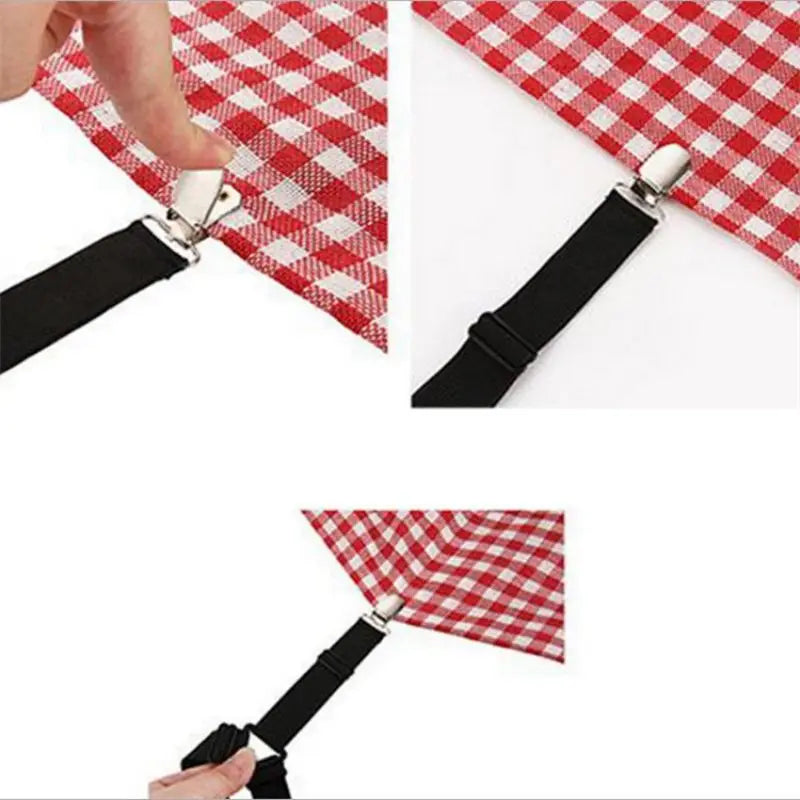 attaches drap lit clips ressorts réglables tissus polyester noirs argentés jaunes roses rouges blancs