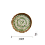 assiette plate décorative rotin tressé motif fleurs boho rustique couleur naturelle