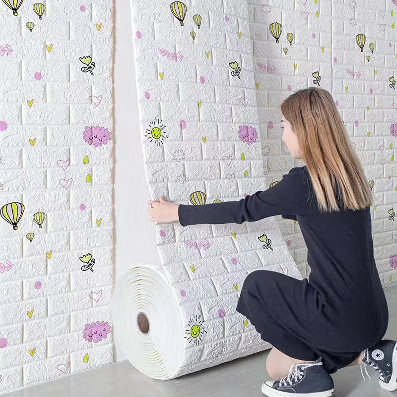 stickers muraux 3D brique animaux princesses châteaux cœur étoile moderne