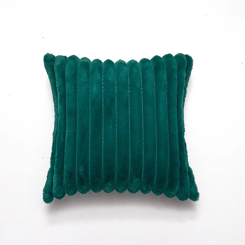 coussin décoratif moderne double face peluche rouge orange vert blanc rose