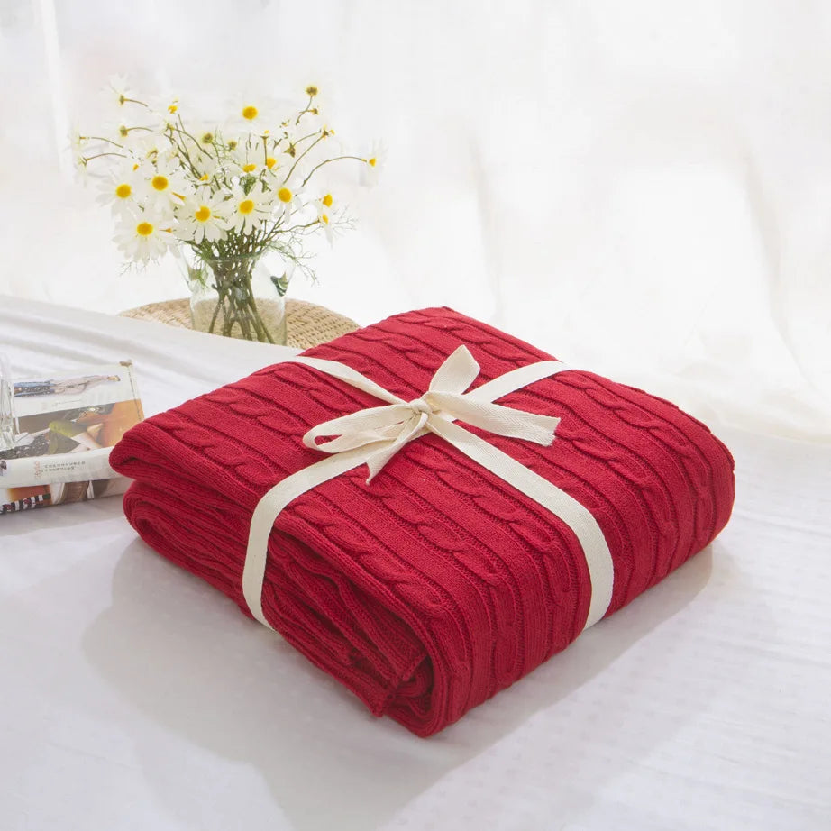 couverture tricotée coton pur lit canapé décoration maison douce grande taille rectangle