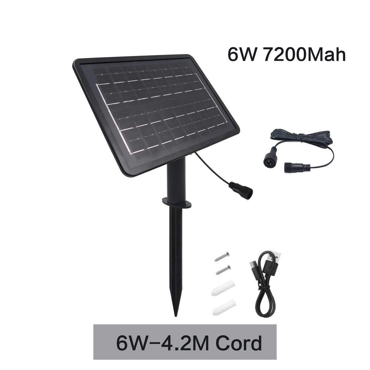 panneau solaire noir moderne télécommande câble 1.2m 3m batterie 7200mAh