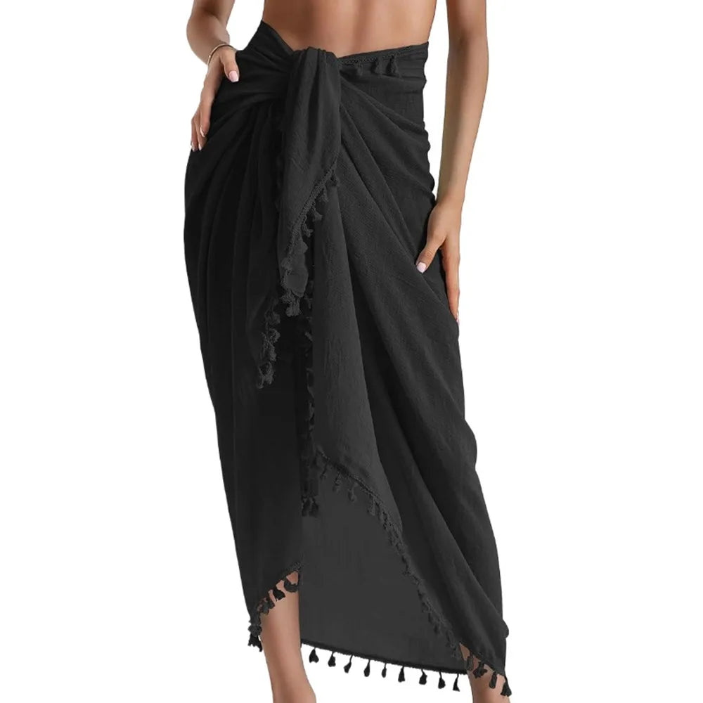sarong plage rose clair noir vert polyester moderne franges décontracté