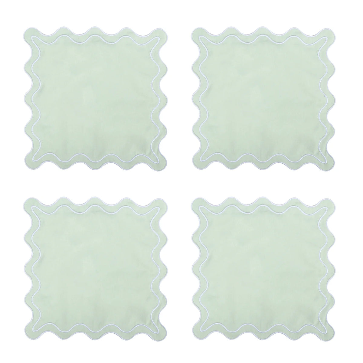 serviettes table classiques fleurs roses jaunes bordure bleue coton rose vert blanc
