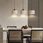 lampe suspendue pierre beige brun texture marbrée moderne minimaliste câble cuir marron ampoule E27