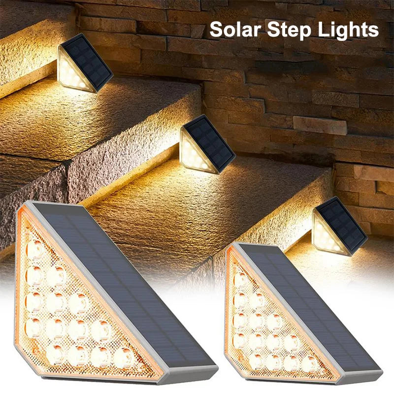 éclairage escalier solaire led sensor moderne noir blanc doré auto installationextérieur patio cour allée