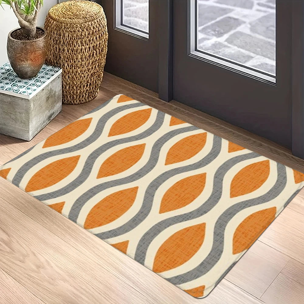 tapis sol antidérapant polyester résistant modernes couleurs vert violet orange gris blanc motifs géométriques