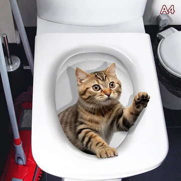 sticker adhésif toilette chat visage chien animal compagnie réaliste bricolage