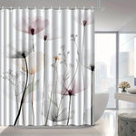 rideau douche polyester moderne fleurs stylisées feuilles pastel washable élégant