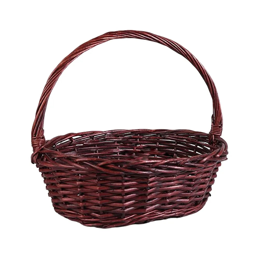 panier tressé marron blanc empilable rangement snacks bonbons classique rustique poignée intégrée tissage traditionnel