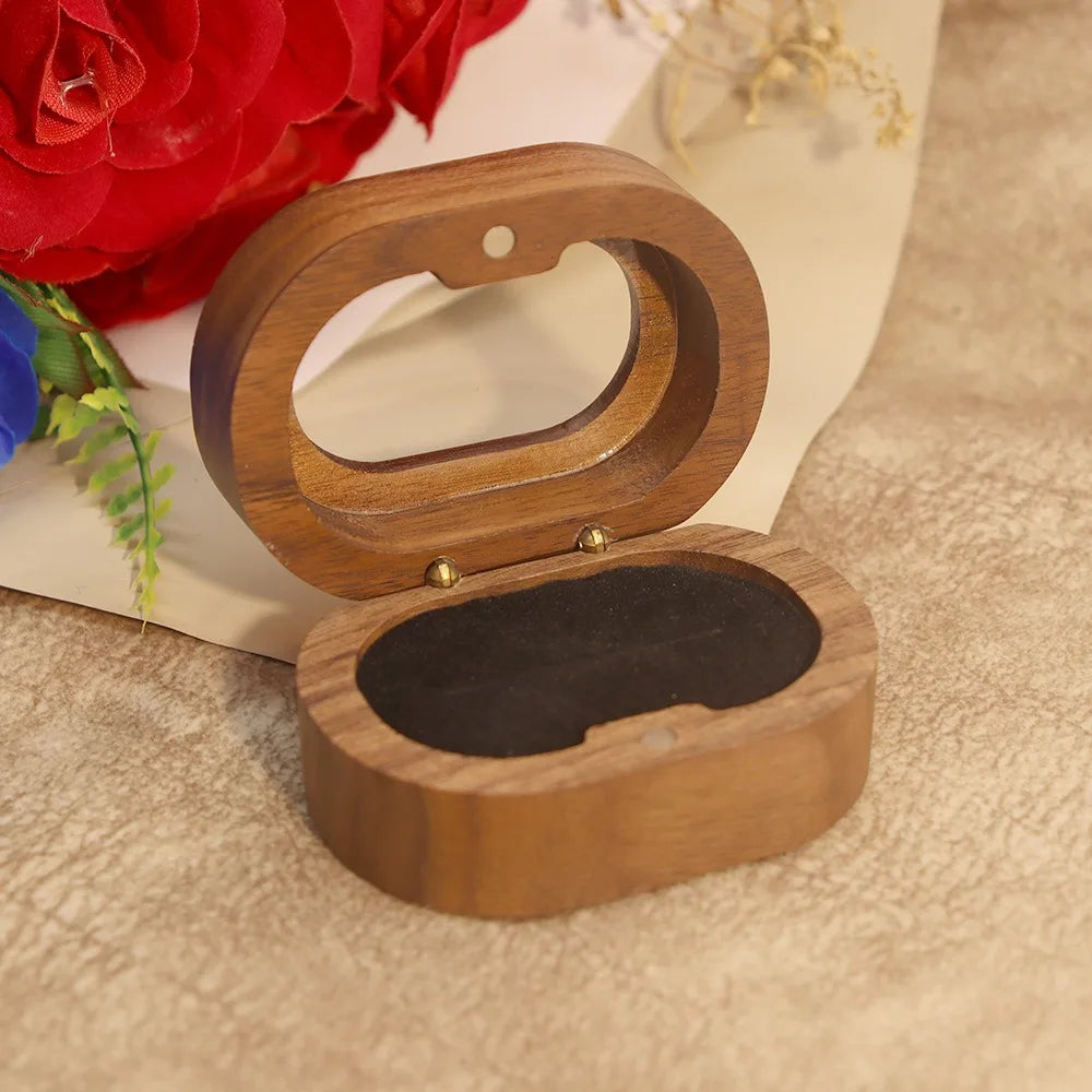 boîte bois rangement bague mariage fiançailles classique or argent clips étui transporte bijoux
