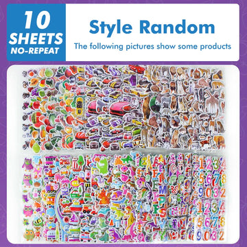 sticker 3d multicolore animaux chiffres véhicules adhésif scrapbooking artisanat enseignement récompense élèves activités