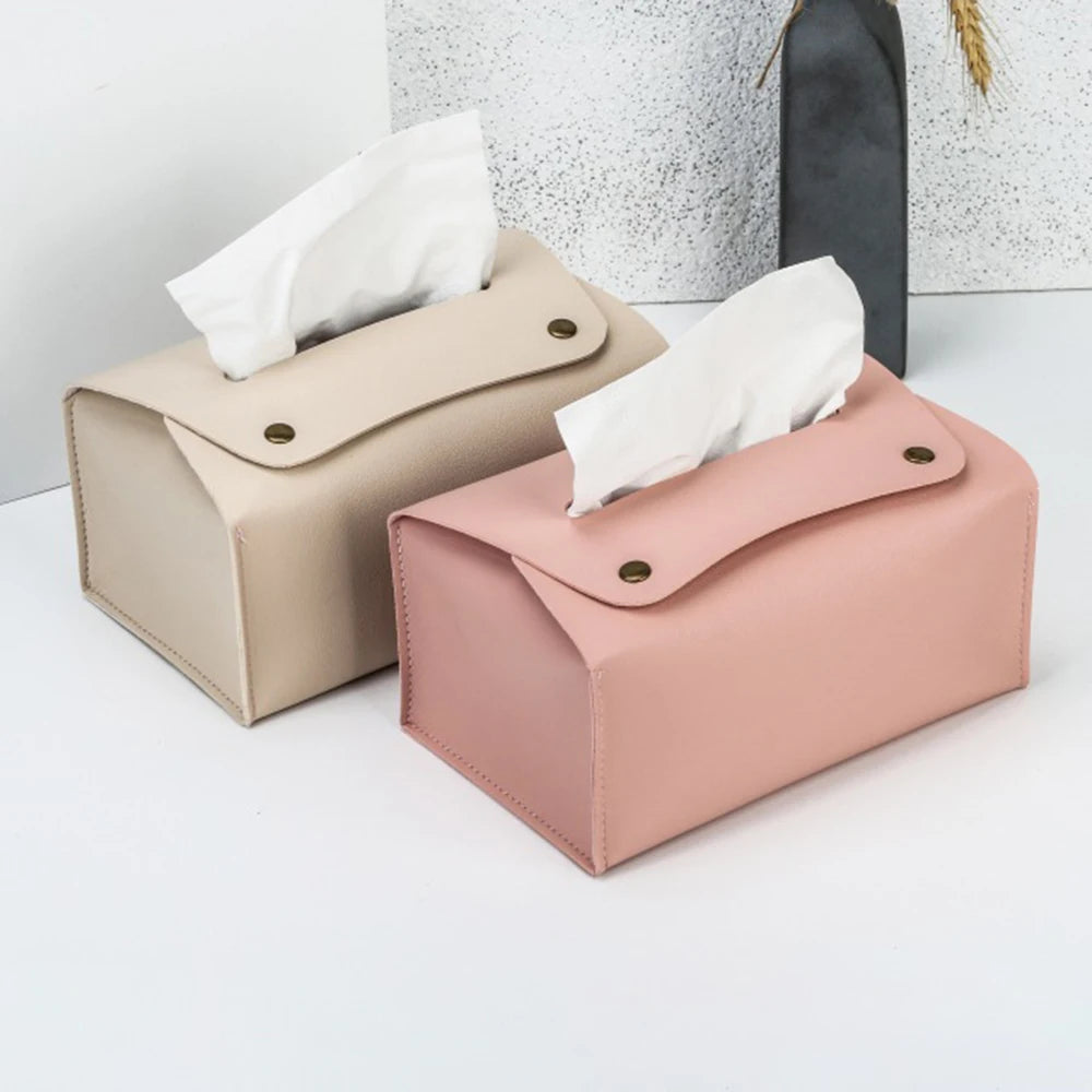 boîte mouchoirs cuir simili moderne beige rose pâle noir marron