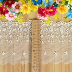ruban dentelle blanc notes musicales fleurs bordure ajourée classique romantique polyester coton 14cm 5mètres