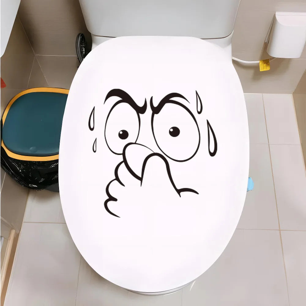 autocollants toilette souriant dessin animé blanc yeux grands ouverts larmes sourire langue sortie salle