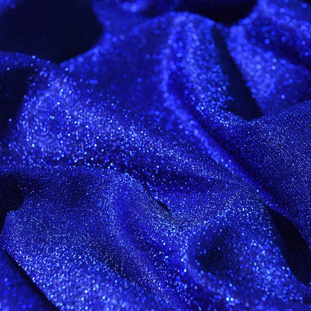 tissu polyester élastique pailleté bleu clair rose violet rouge opacité