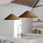 pendant suspension wicker naturel moderne rustique crochet câble noir lumière chaude chambre salon étude