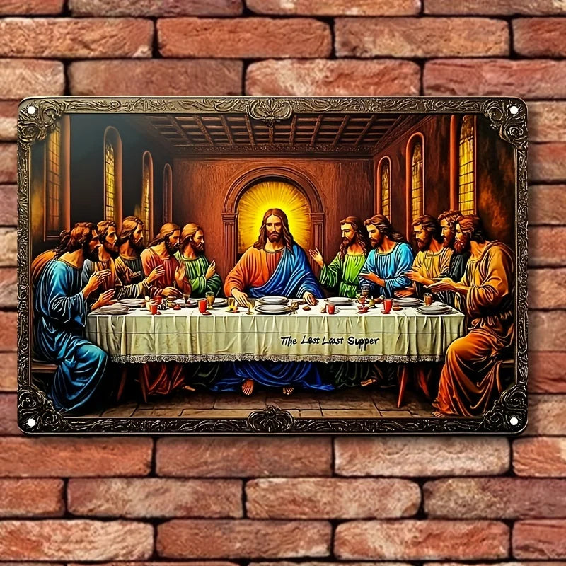 décoration murale métal cène religieuse plaque rectangulaire 3d imprimée aluminium
