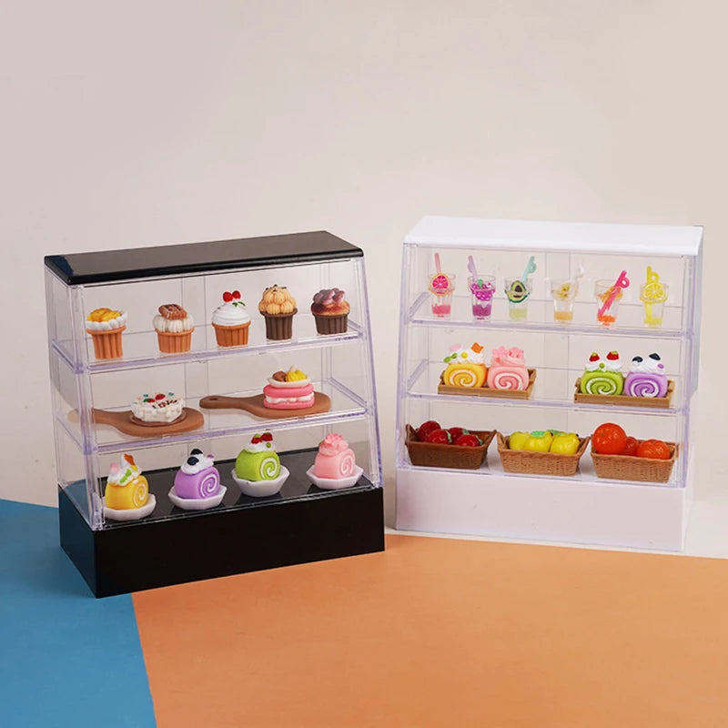 vitrine transparente moderne gâteaux desserts noir accessoire présentation boulangerie pâtisserie