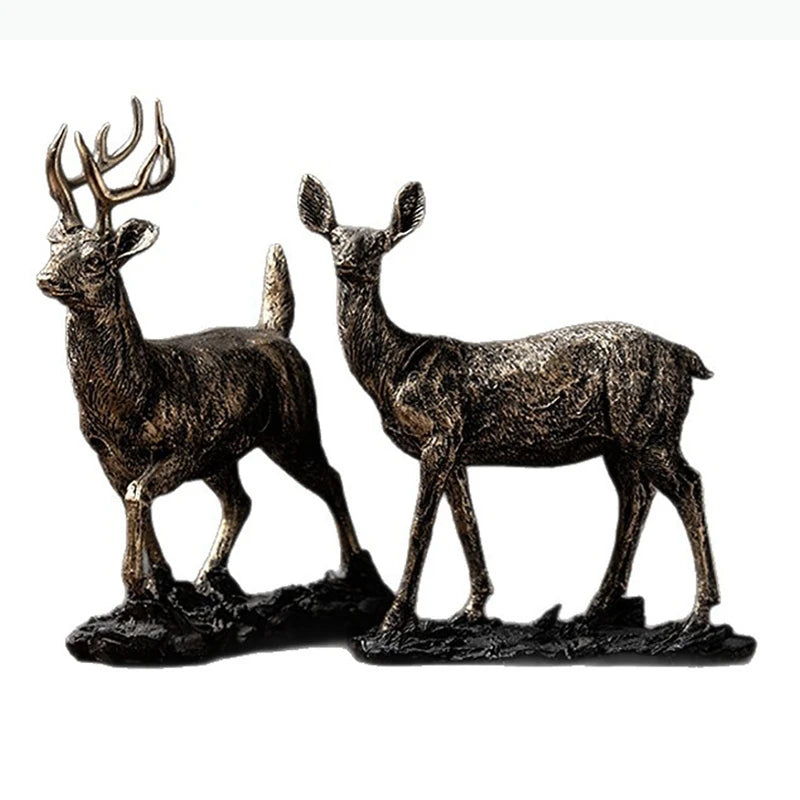 décoration bronze doré figurines cerfs texturées vieillies rustique vintage éléments maison
