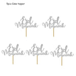 décoration gâteau or argent étoiles lune écriture cursive pique bois fête İslam festive