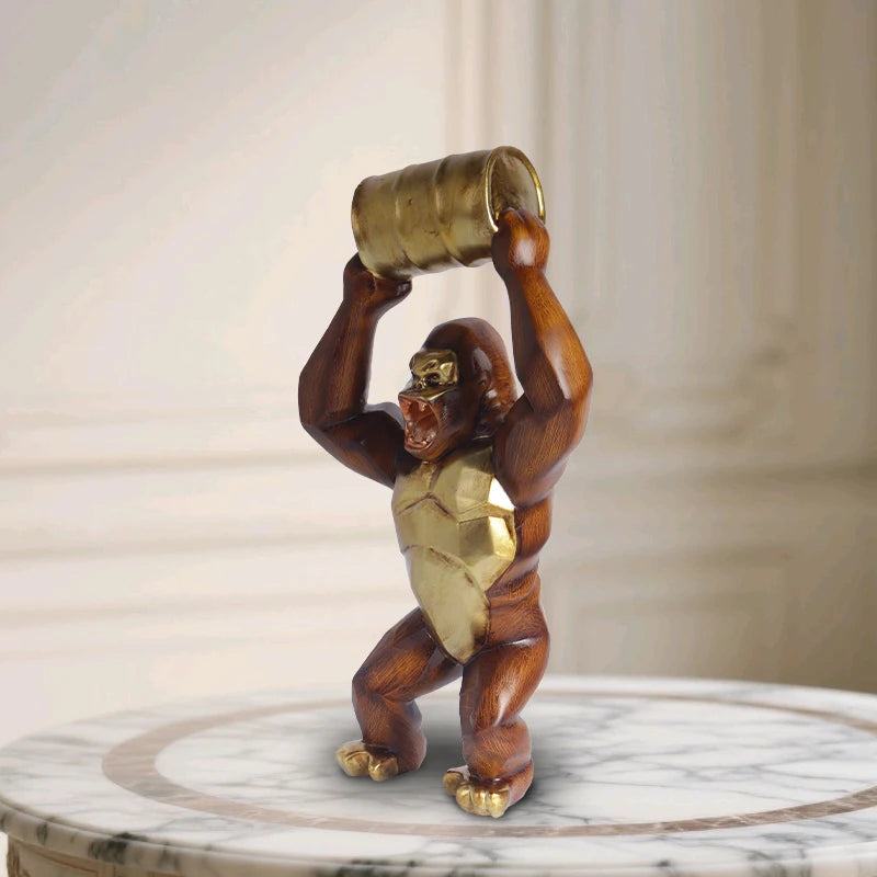 statue animale marron dorée texture bois sculptural résine articulée maison salon chambre comptoir
