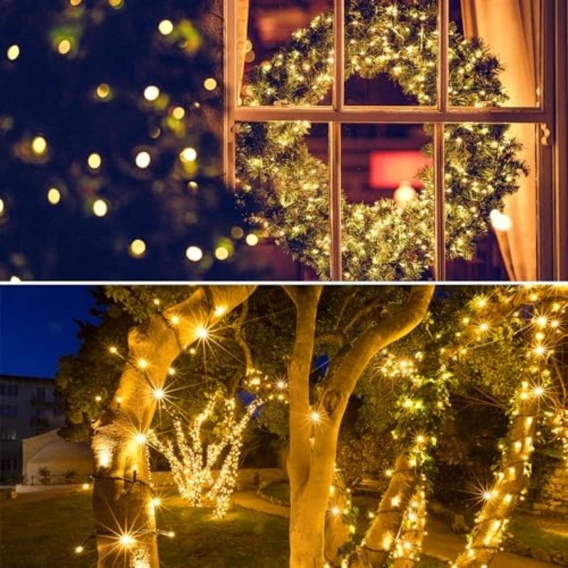 guirlande lumineuse solaire dorées clips noir moderne décoration extérieure ip65 pvc led festive jardin