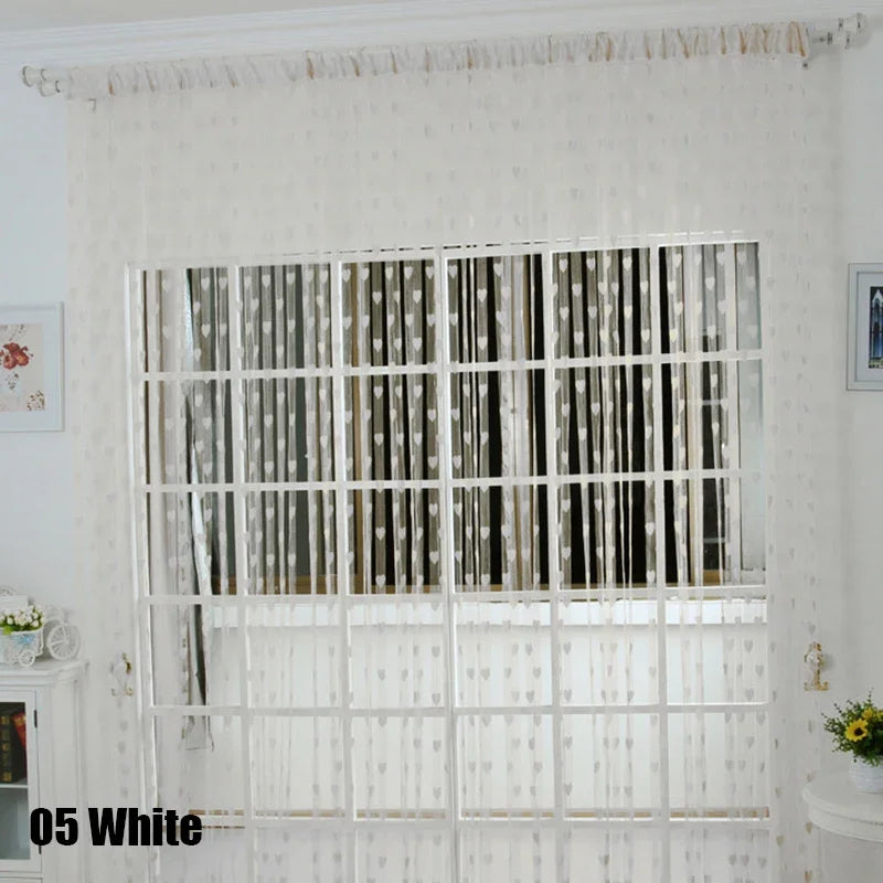 rideau decoratif fil cœurs semi transparent moderne salon