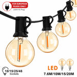guirlande lumineuse led ampoules globe verre jaune orangé industrielle vintage imperméable extérieure 220v