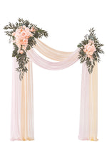 Arche mariage romantique fleurs artificielles rideaux gaze soie naturelle extérieureDecoration événement