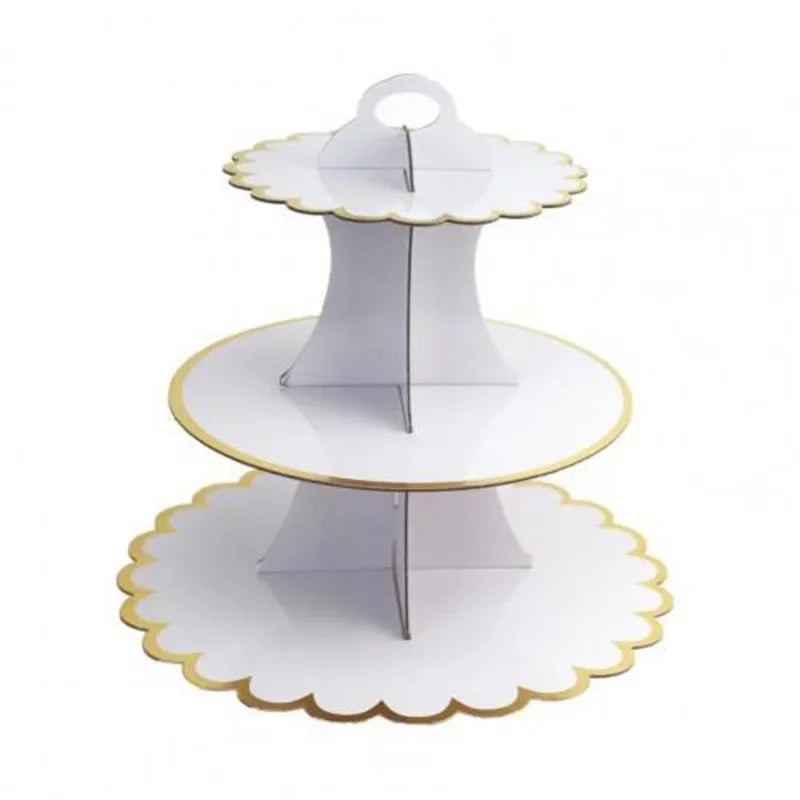 support gâteaux trois étages rayures horizontales jaune rose vert moderne anniversaire mariage événement festive